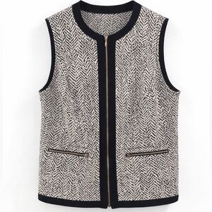 🖤 Chico’s Women's Black/White Full Zip Vest, sz L/12